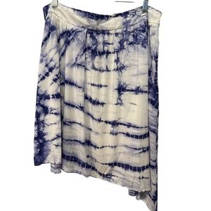 HD in PARIS Skirt Size 12 Blue White Tie Dye Asymmetrical Hem Boho Anthropologie